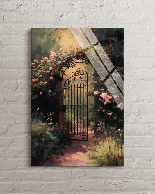 Tempered Glass Wall Art - Romantic Pink Rose Floral Wall Decor | Enchanted Garden