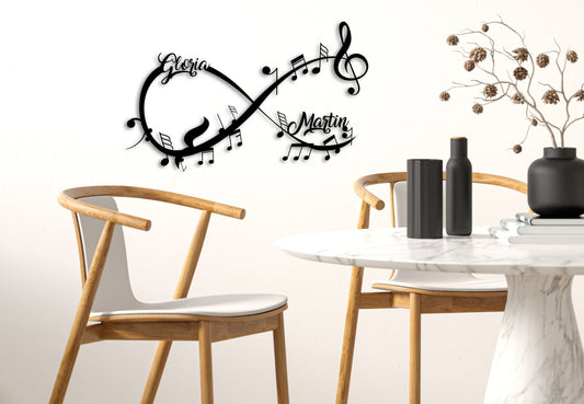 Music Notes Wall Art - Custom Infinity Metal Sculpture | Modern Home Decor