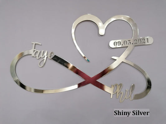 Custom Infinity Heart Sign – Personalized Metal Wall Art for Couples Gift