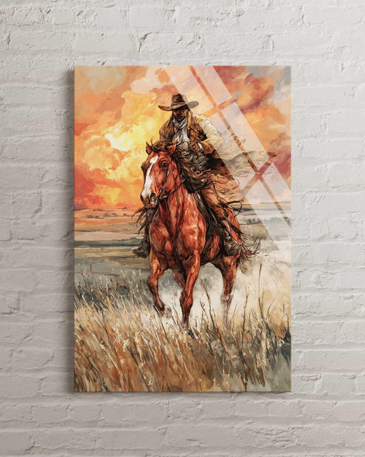 Tempered Glass Wall Art - Western Home Decor | Rustic Farmhouse Stallion Print
