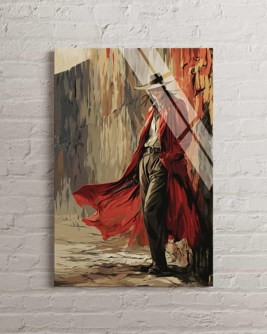 Tempered Glass Wall Art - Western Cowboy Decor | Desert Scene Anime Poster