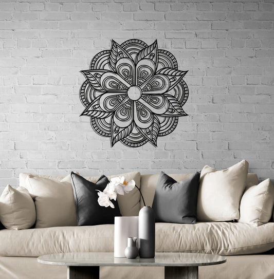 Mandala Metal Wall Art - Modern Flower Sculpture | Unique Indoor Outdoor Decor