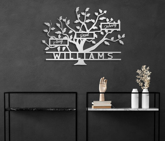 Personalized Metal Wall Art – Metal Family Tree Sign | Custom Home Decor