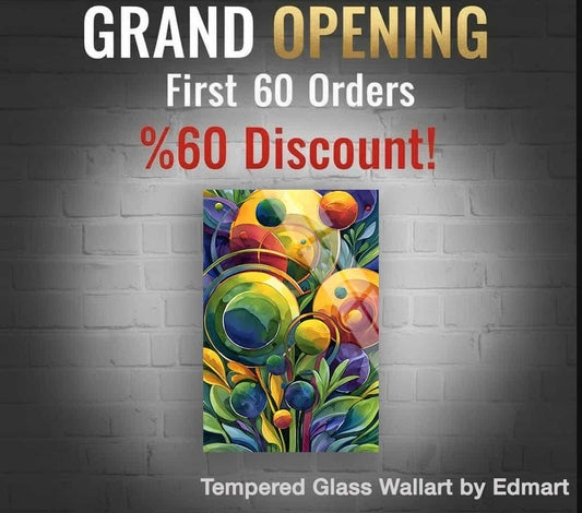 Abstract Circular Painting Tempered Glass Wall Art - Vibrant Geometric Decor