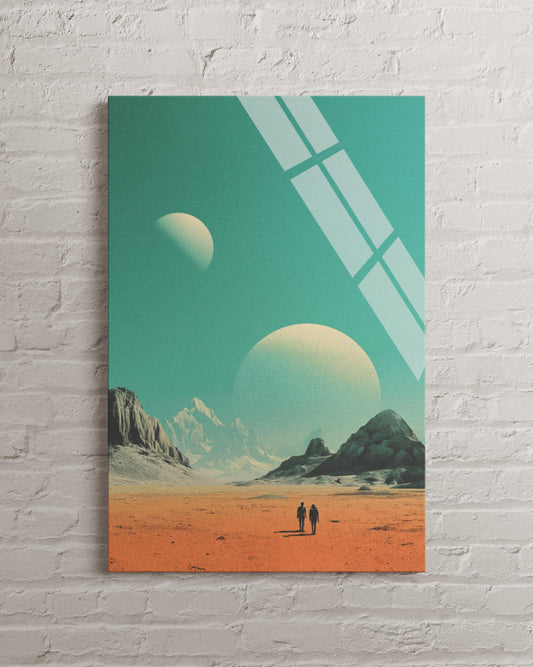 Sci-Fi Wall Art - Retro Futuristic Alien Planet Tempered Glass Print, Modern Accent