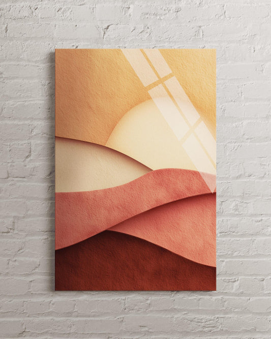 Tempered Glass Wall Art - Abstract Landscape Art | Modern Boho Terracotta Sun