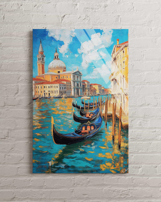 Venice Canal Wall Art – Large Italian Cityscape Print | Tempered Glass Decor