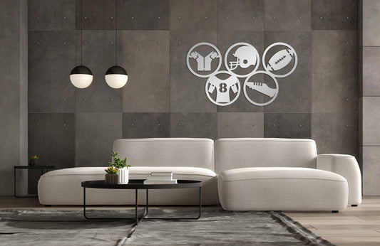 Football Metal Wall Art - Large Metal Wall Decor | Contemporary Sports Art
