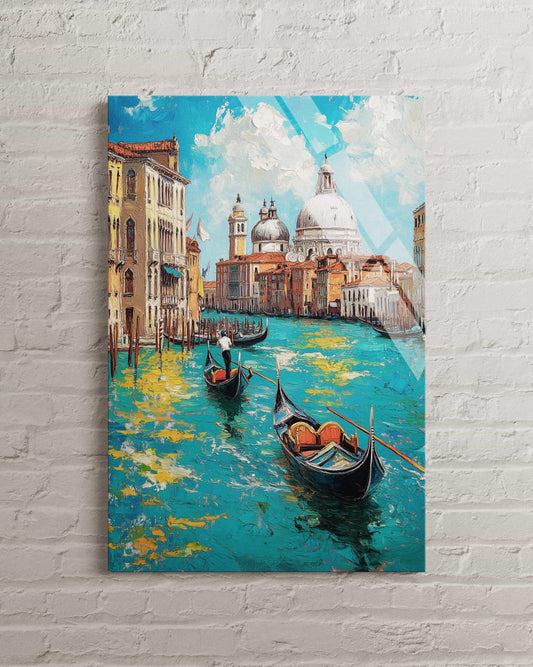 Venice Glass Wall Art – Tempered Glass Art Featuring Venetian Canal Painting