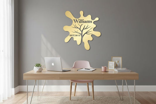 Personalized Metal Wall Art – Family Tree Custom Sign | Modern Home Decor