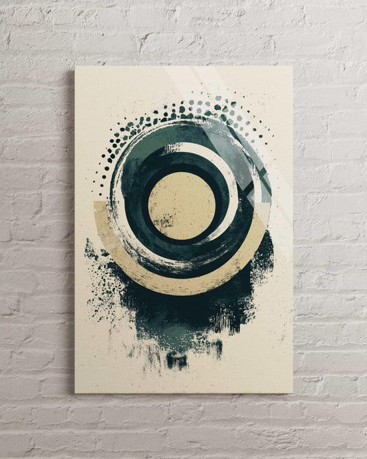 Tempered Glass Wall Art - Abstract Concentric Circles Navy Blue Modern Print