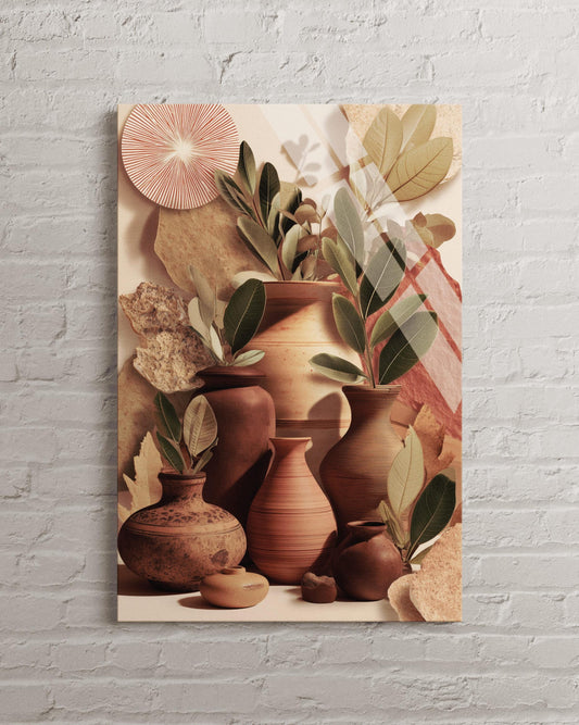 Terracotta Pottery Print | Minimalist Wall Art - Earthy Clay Vase Decor