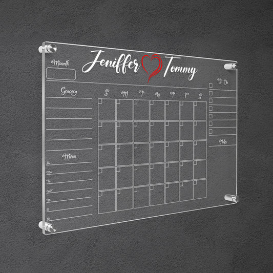 Acrylic Wall Calendar, Personalized Wedding Gift Family Wall Planner, Dry Erase Board, Monthly and Weekly Calendar, Command Center,