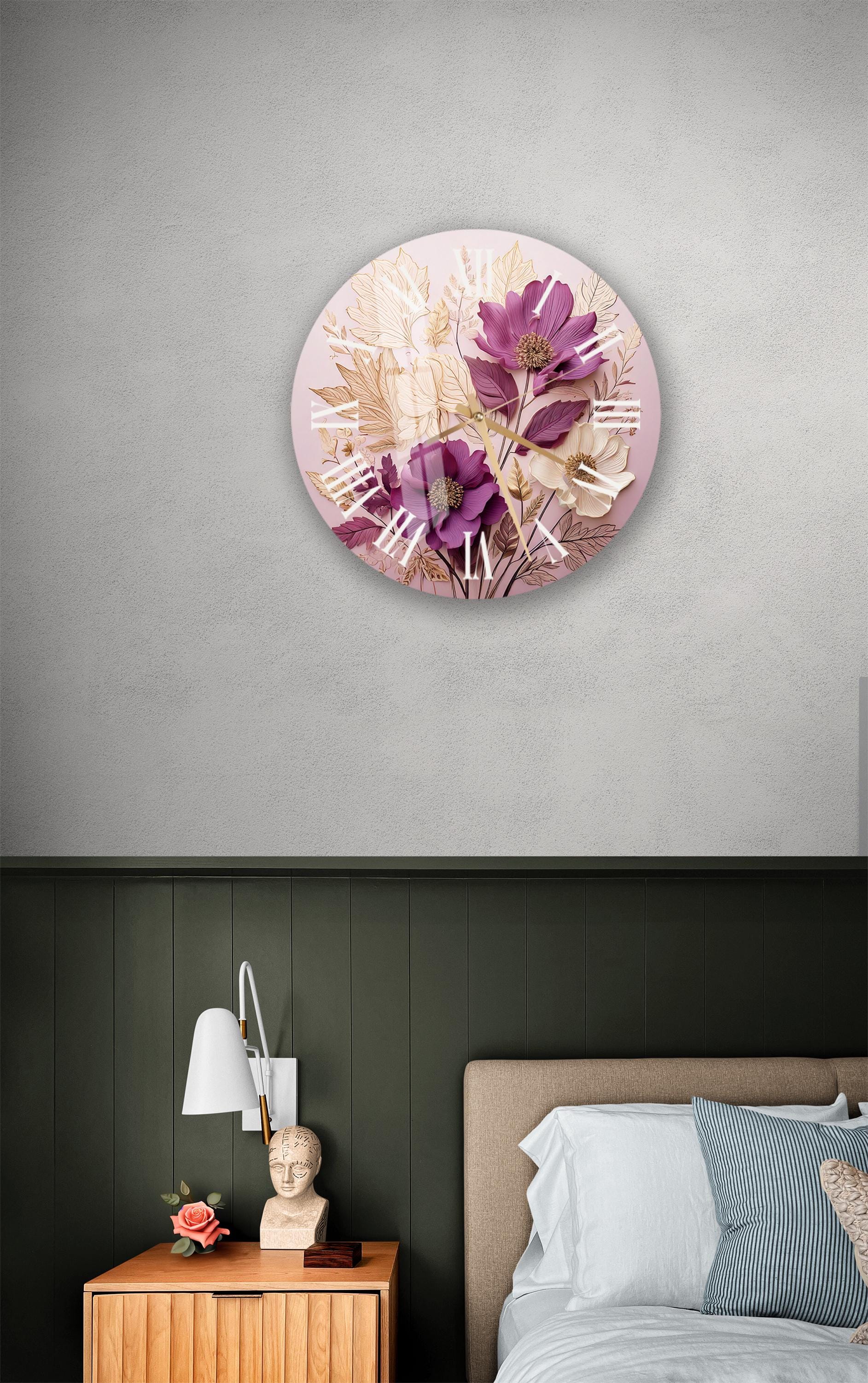 a bed room with a neatly made bed and a painting on the wall