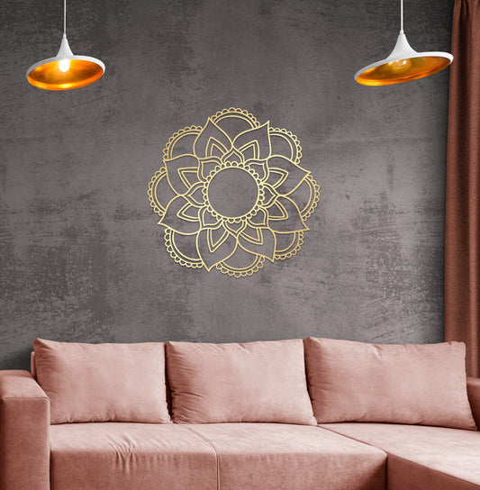 Gold Mandala Wall Art - Modern Metal Decor | Abstract Bedroom & Living Room