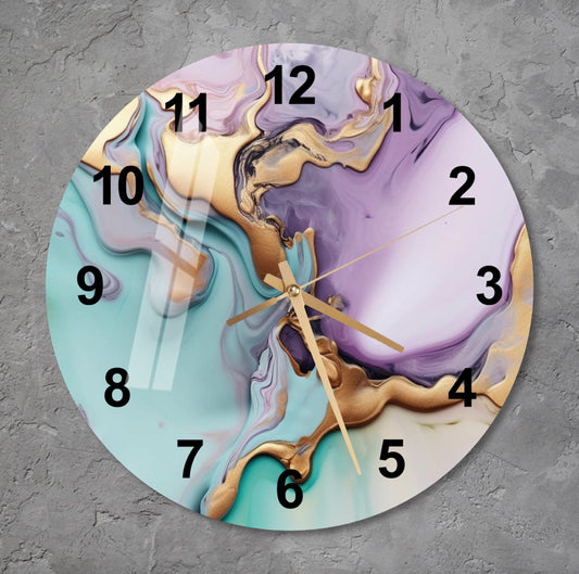 a clock with a marble design on it