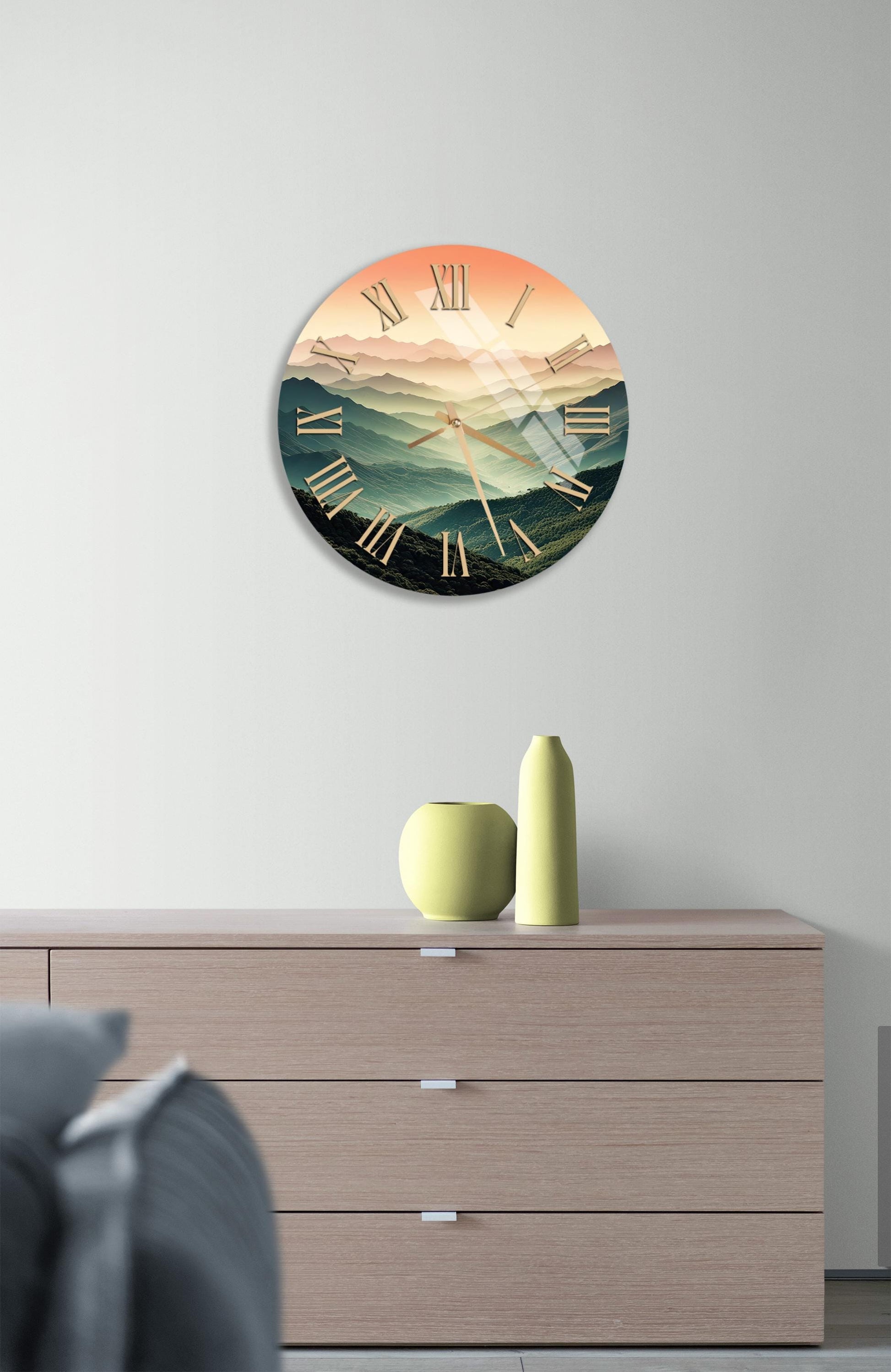 a clock on the wall of a living room