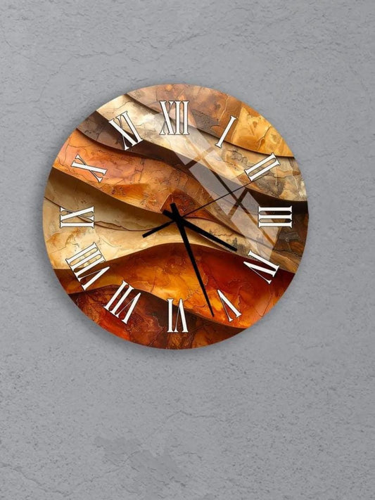 six circular wall clocks with different designs and colors, arranged in a grid pattern on a gray background.