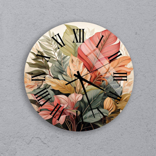 a clock with flowers painted on the face of it