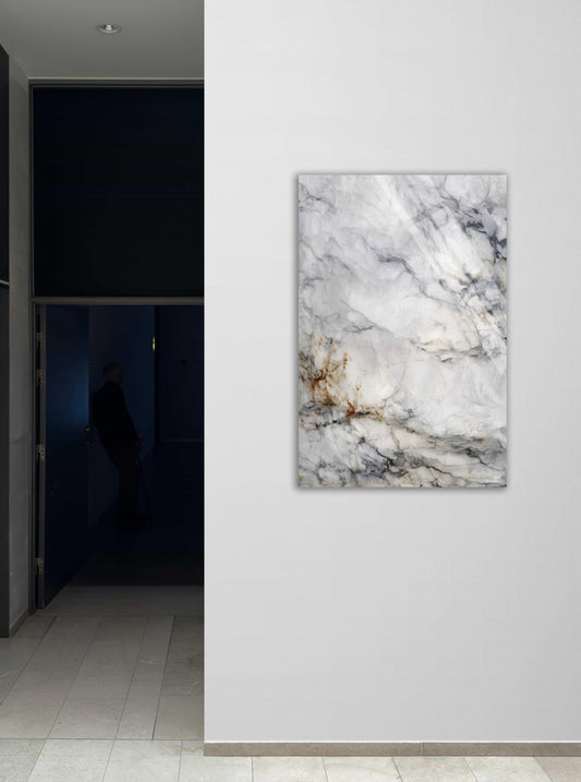 Calacatta White Marble Art - Large Tempered Glass Wall Art | Modern Stone Decor
