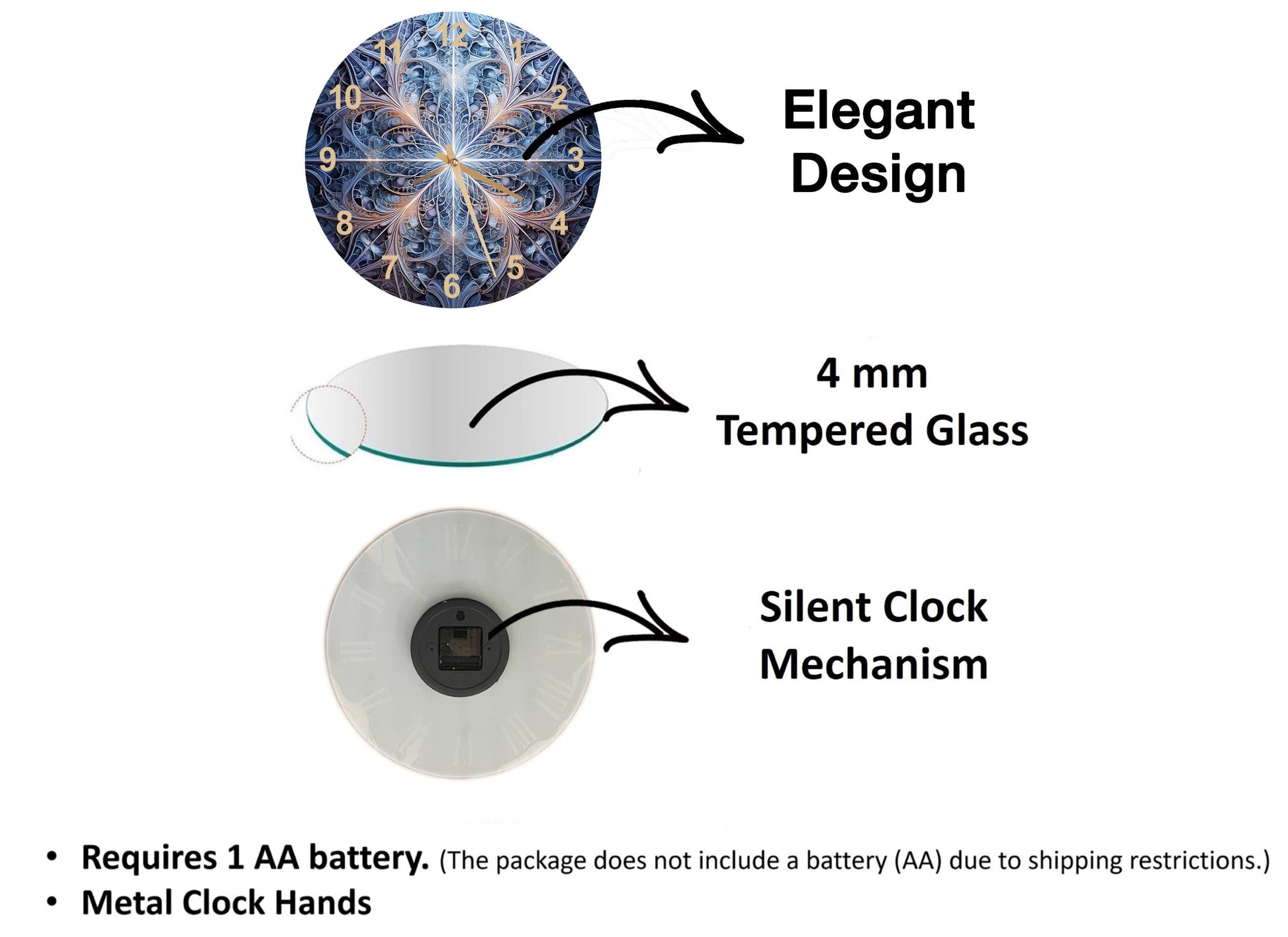 a diagram of the different parts of a clock