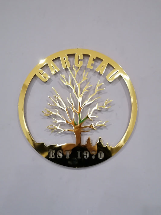 Personalized Metal Wall Art | Family Tree Sign - Matte Gold 3D Decor Gift