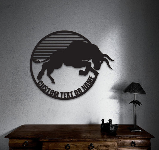 Bull Metal Wall Art - Large Gold 3D Animal Decor, Personalized Home Gift