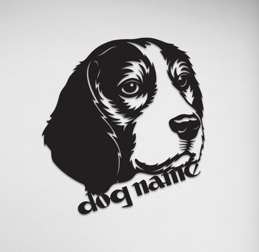 Personalized Dog Wall Art – Large Beagle Metal Wall Decor | Custom Name Gift