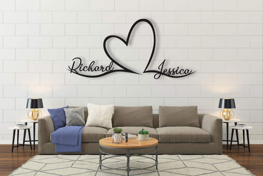 Custom Metal Wall Art - Large Gold Heart Sign | Personalized Wedding Decor