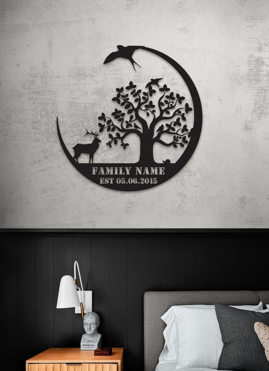 Metal Wall Art - Nature Style Custom Metal Sign With Family Name Decoration