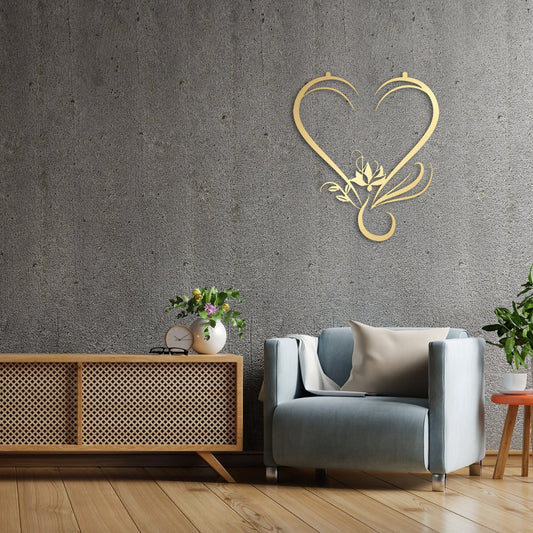 Floral Heart Metal Art - Custom Laser Cut Metal Wall Decor for Weddings