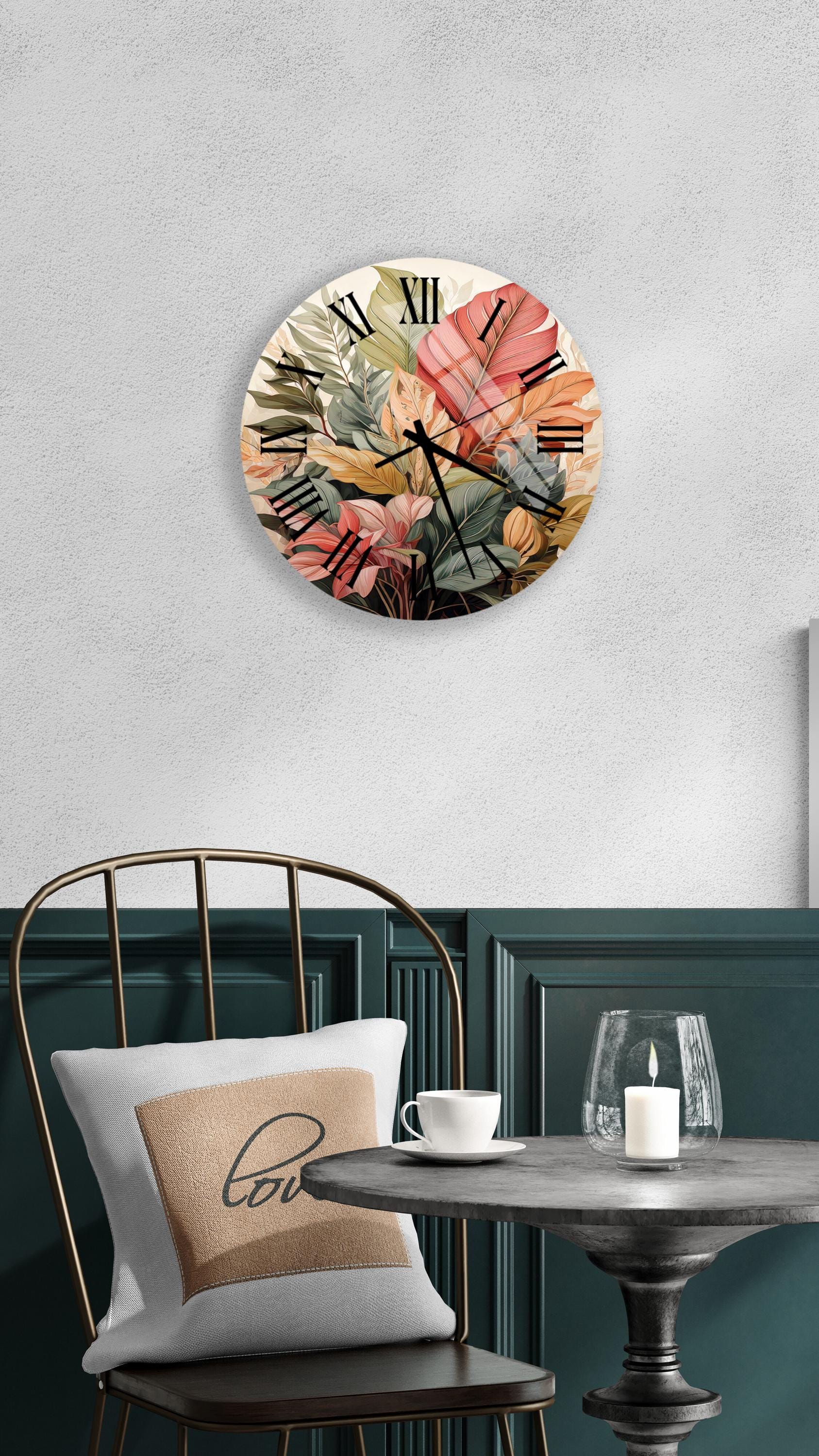 a clock that is on the wall above a table