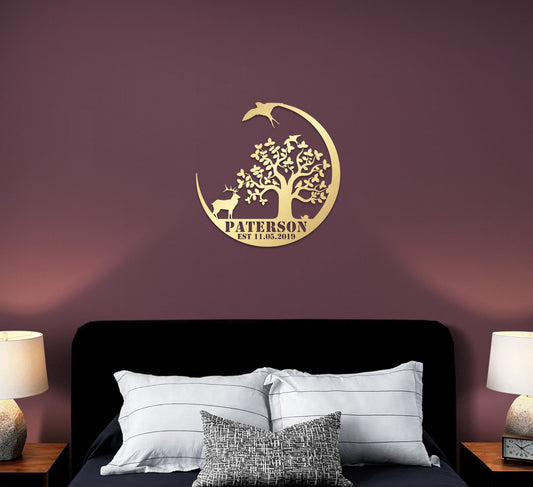 Metal Wall Art - Nature Style Custom Metal Sign With Family Name Decoration