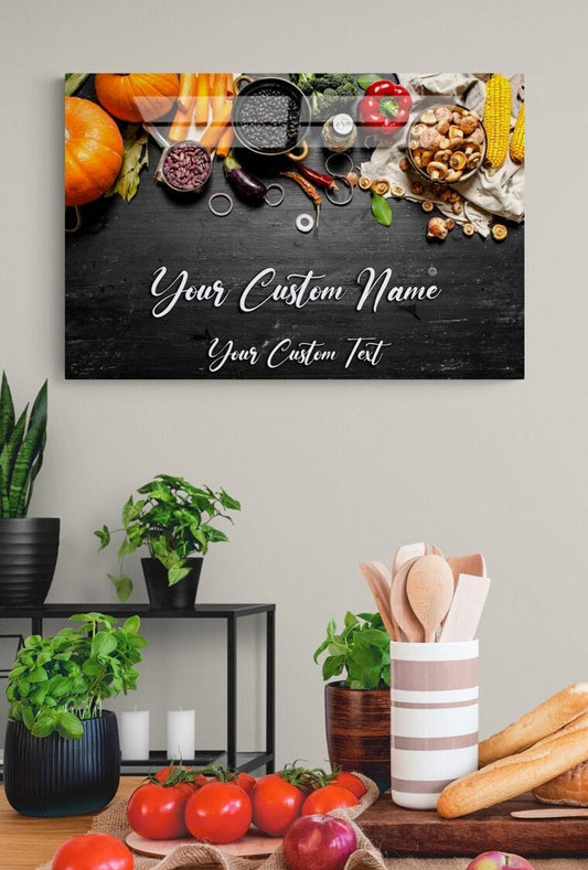 Personalized Glass Kitchen Art – Modern Tempered Glass Wall Decor, Floral Theme