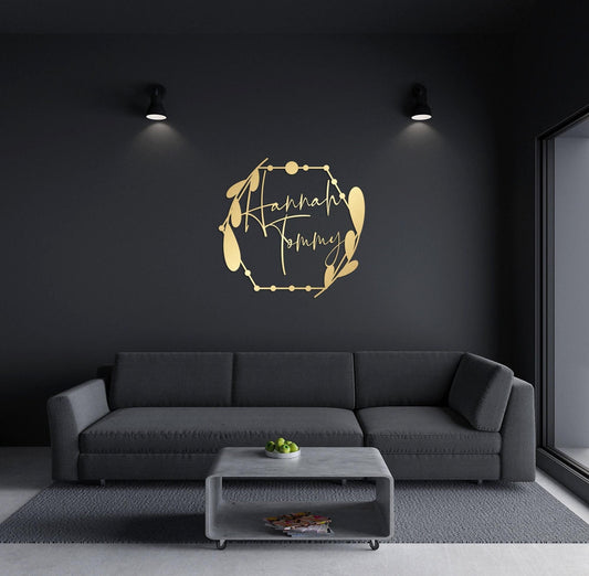 Personalized Metal Wall Art - Gold Custom Floral Sign | Wedding Gift Ideas