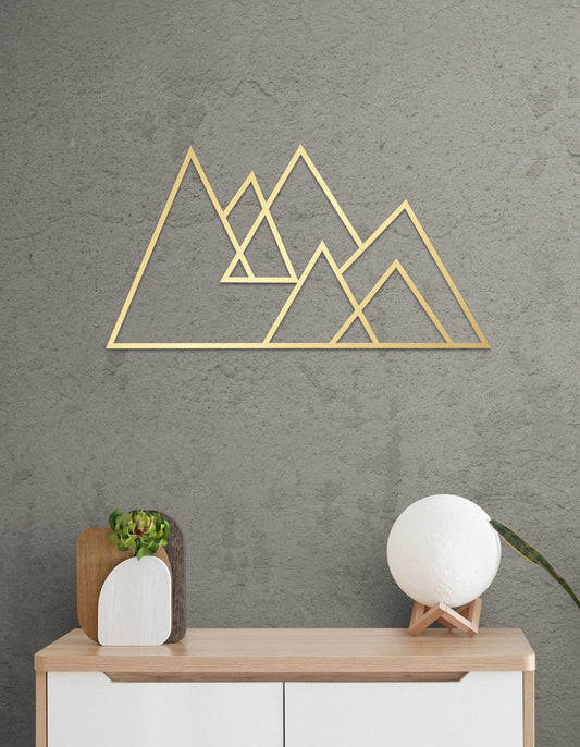 Metal Wall Art - Large Mountain 3D Metal Sculpture | Modern Powder Coated Decor