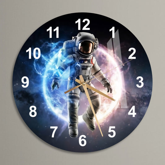 a clock with a picture of an astronaut on it