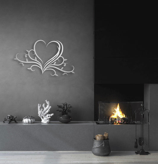 Metal Floral Heart Art - Custom 3D Powder Coated Metal Wall Decor