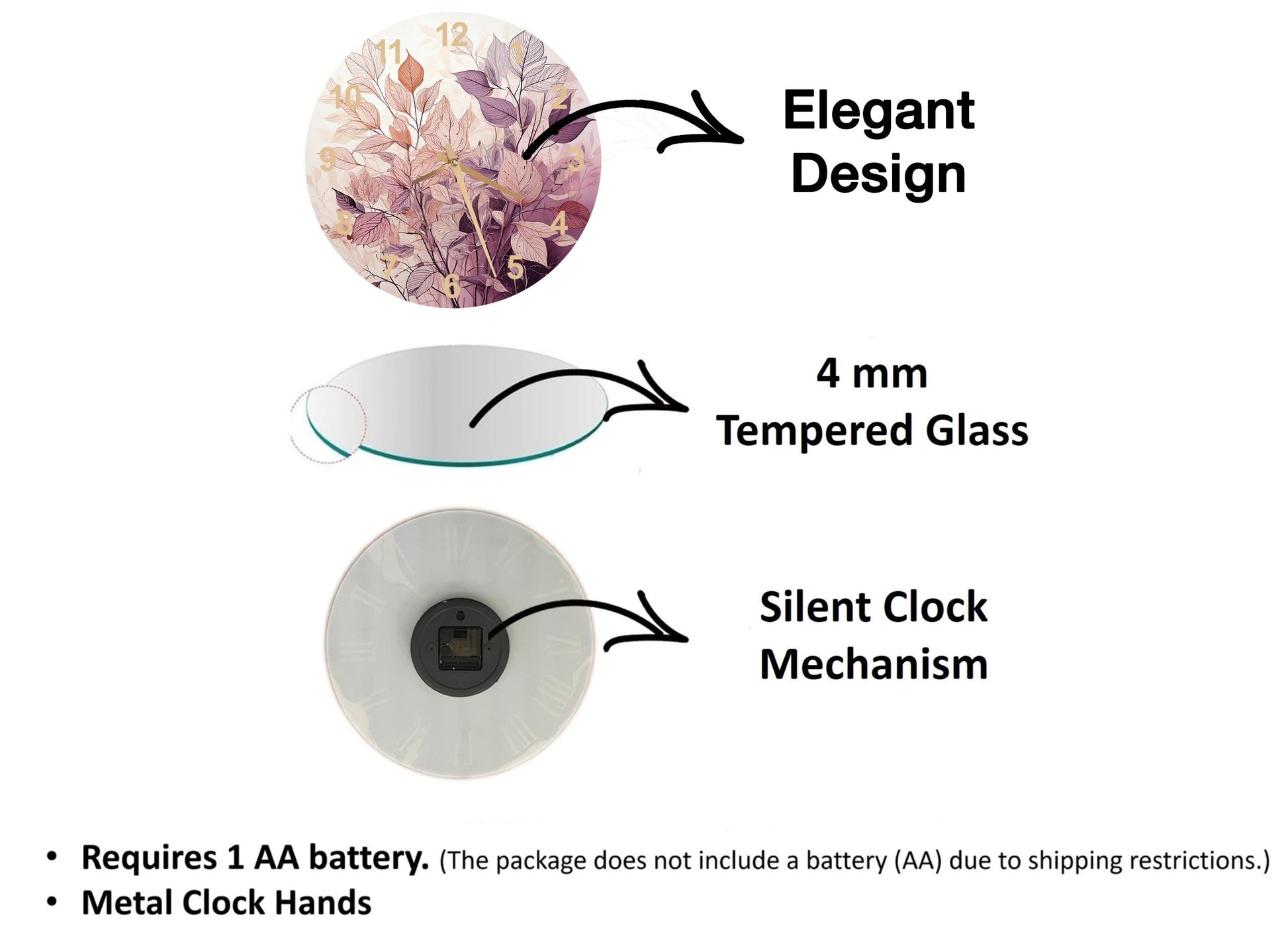 a diagram of the different parts of a clock