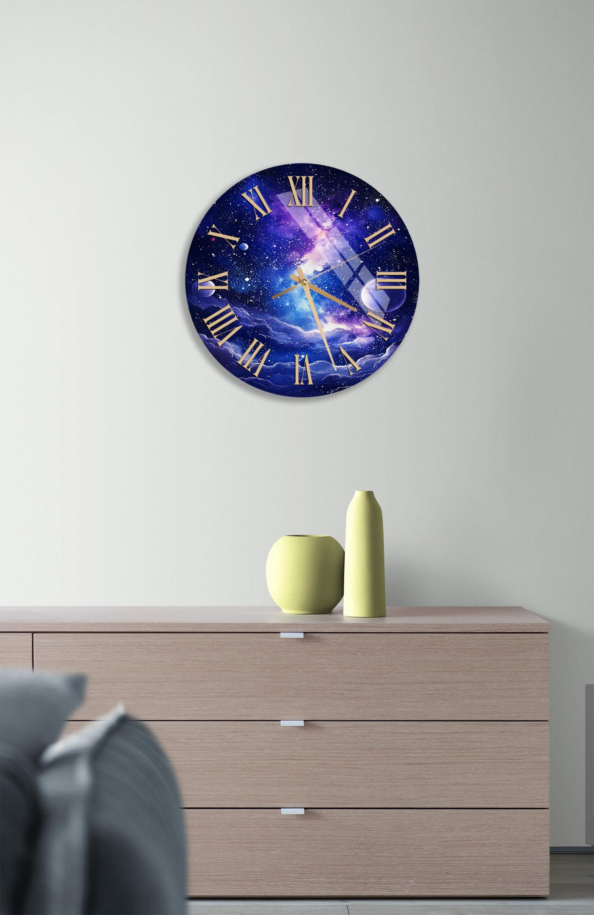 a large clock on the wall of a living room