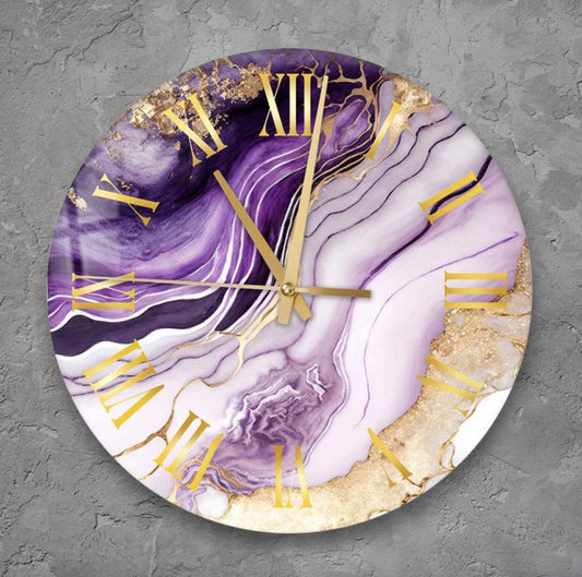 Glass Wall Clock – Modern Floral Abstract Design | Tempered Glass, Silent, Durable