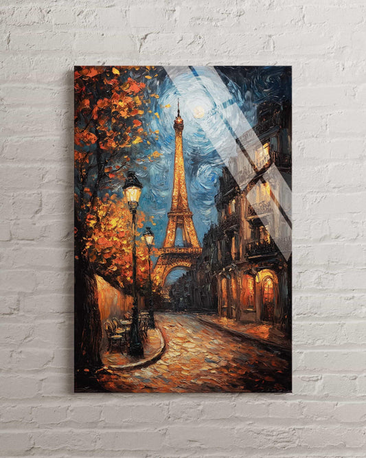 Paris Eiffel Tower Wall Art – Tempered Glass Impressionist Cityscape Decor