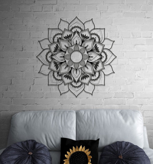 Mandala Metal Wall Art - Large Floral Decor | Unique Modern Home Accent
