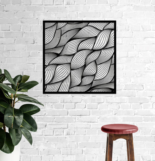 Metal Wall Art - Abstract Leaf Design | Modern Black & White Nature Decor