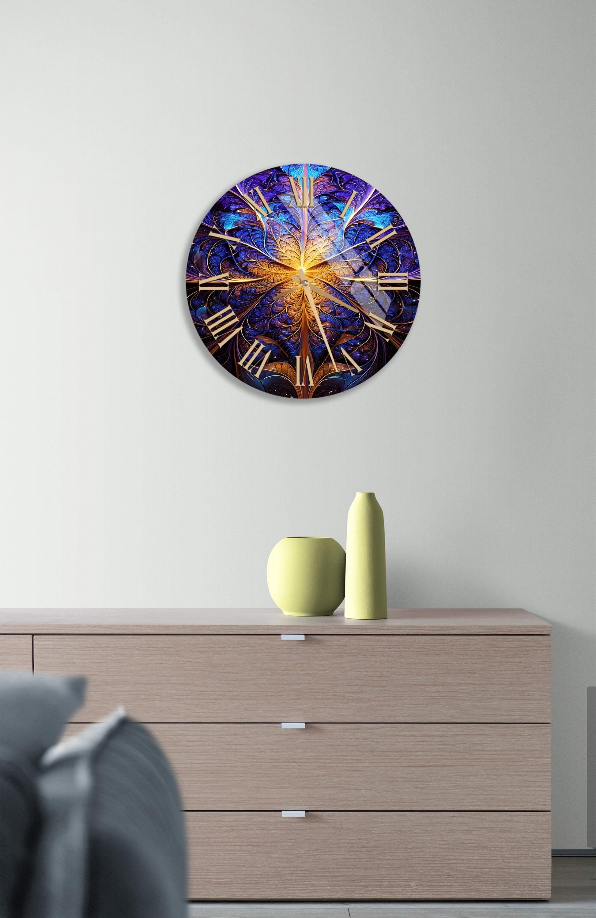 a large clock on a wall in a room