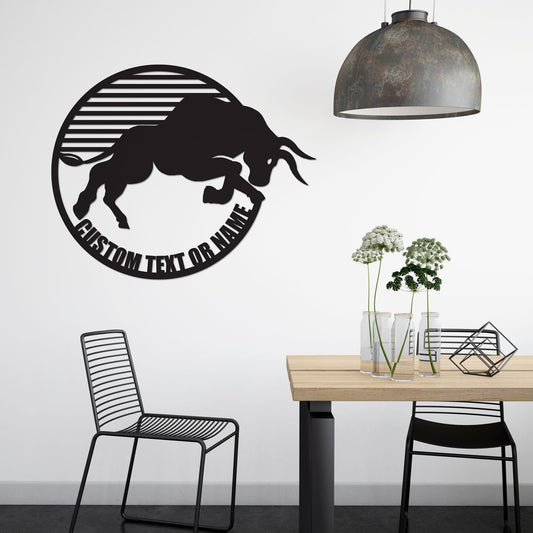 Metal Bull Wall Art - Custom Man Cave Decoration | Durable Masculine Decor