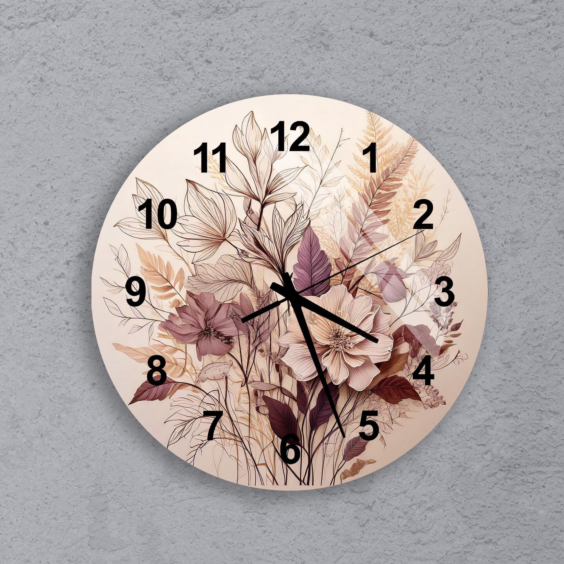 a clock with flowers painted on the face of it