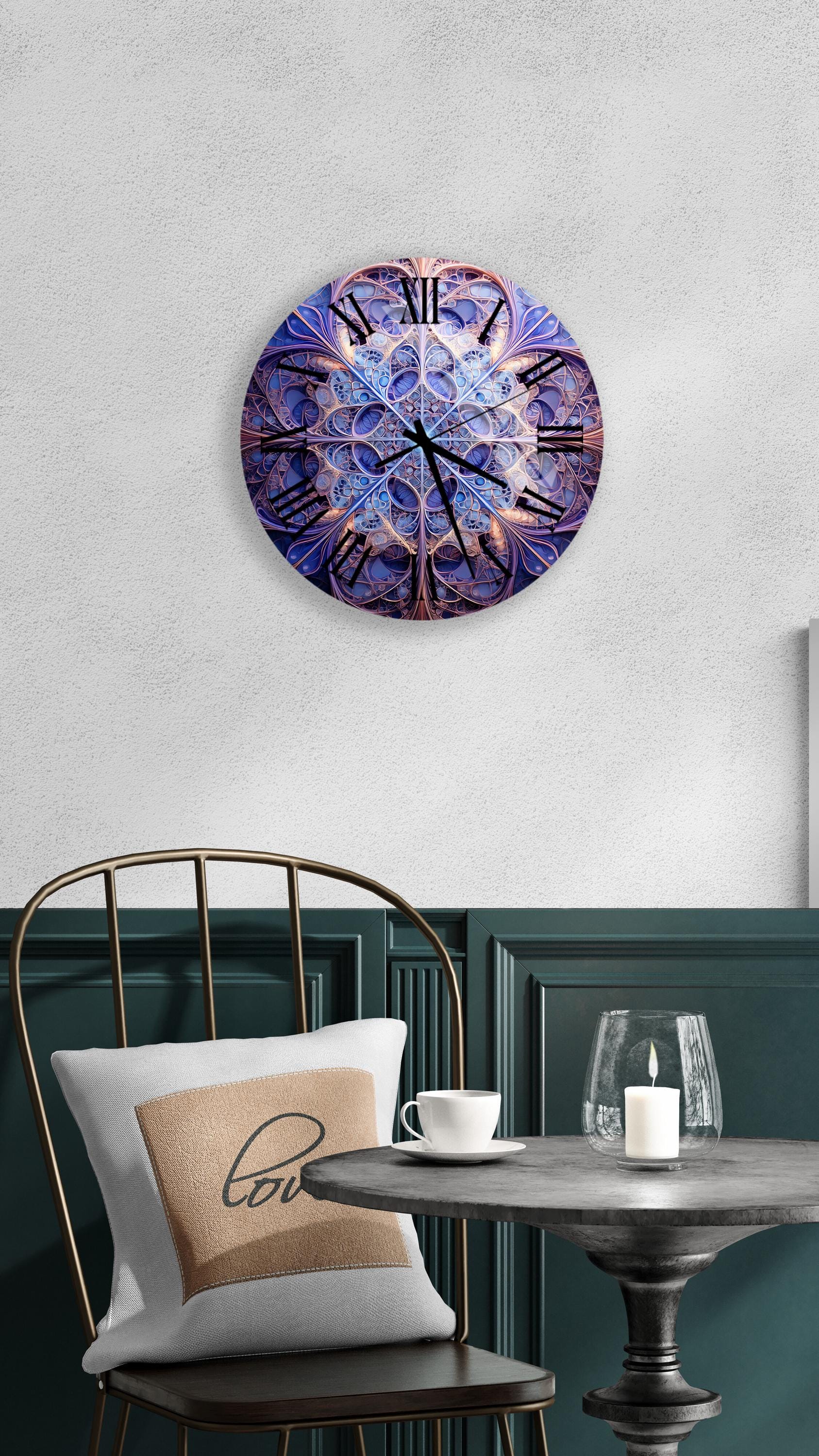 a clock that is on the wall above a table