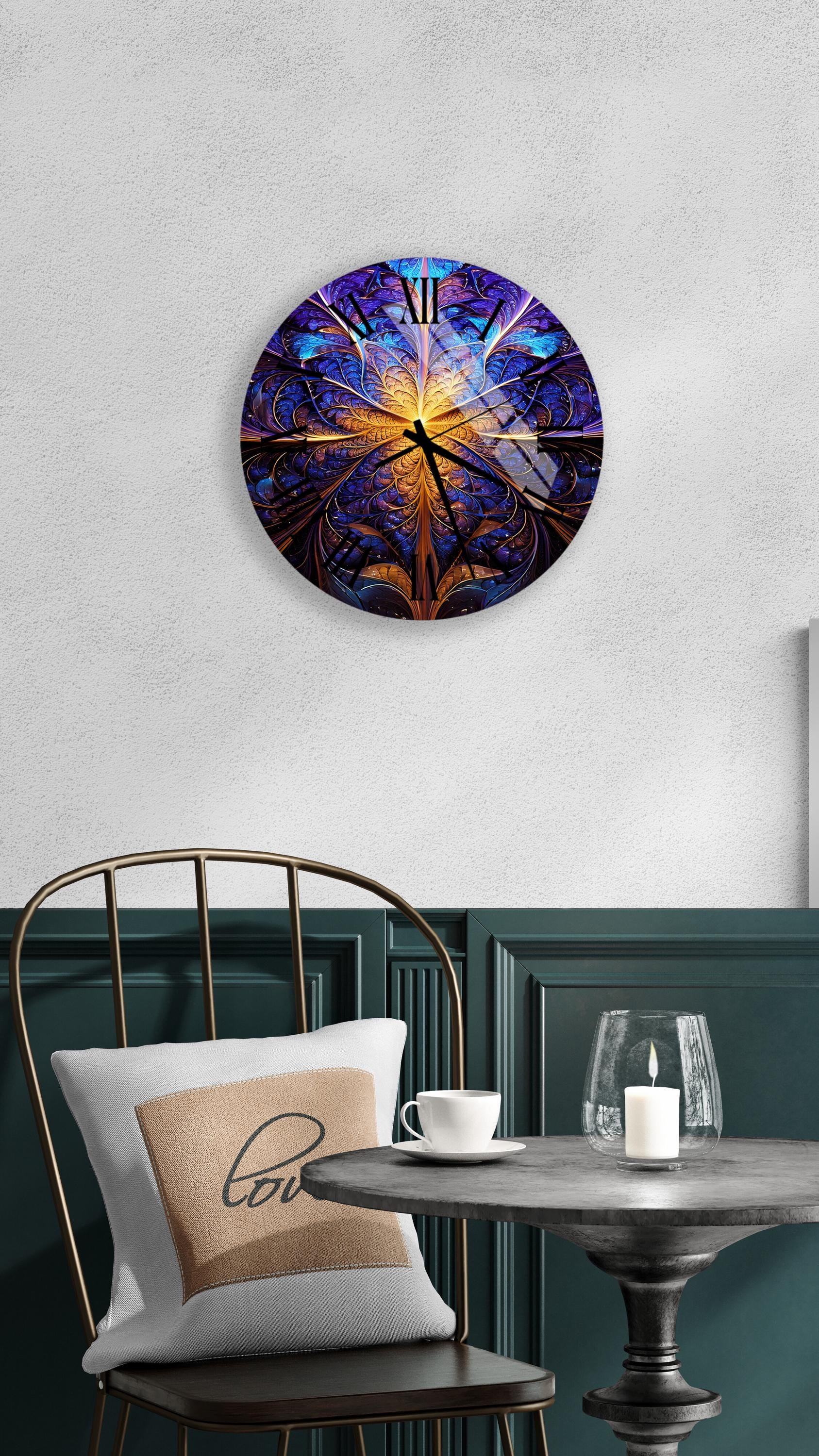 a clock that is on the wall above a table