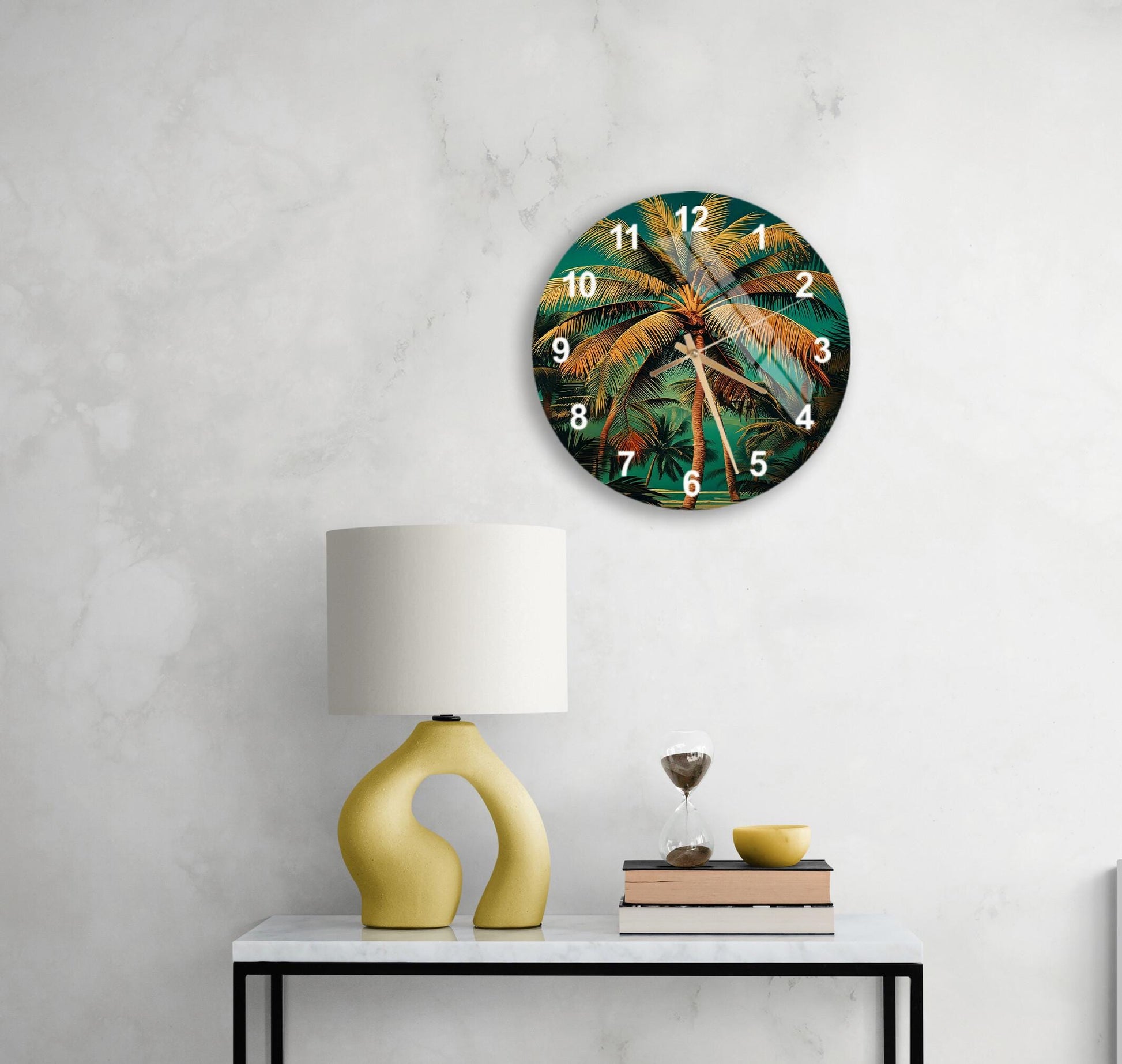 a clock on the wall of a living room